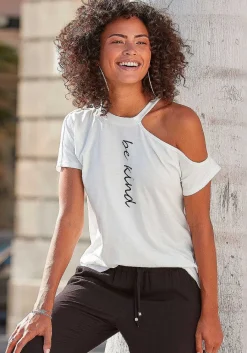 LASCANA Short Sleeve Tops-Cut Out Sleeve Top