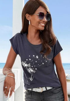 LASCANA Short Sleeve Tops-Dandelion Print Top