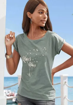 LASCANA Short Sleeve Tops-Dandelion Print Top