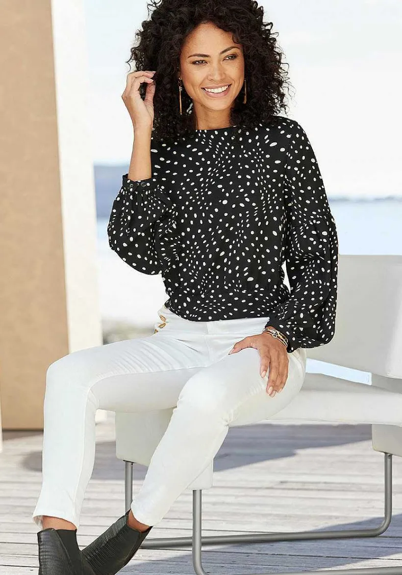 LASCANA Blouses-Dot Print Long Sleeve Blouse