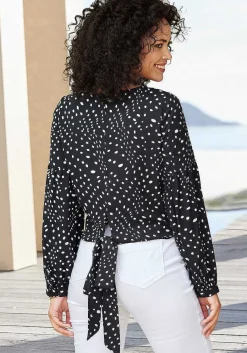 LASCANA Blouses-Dot Print Long Sleeve Blouse
