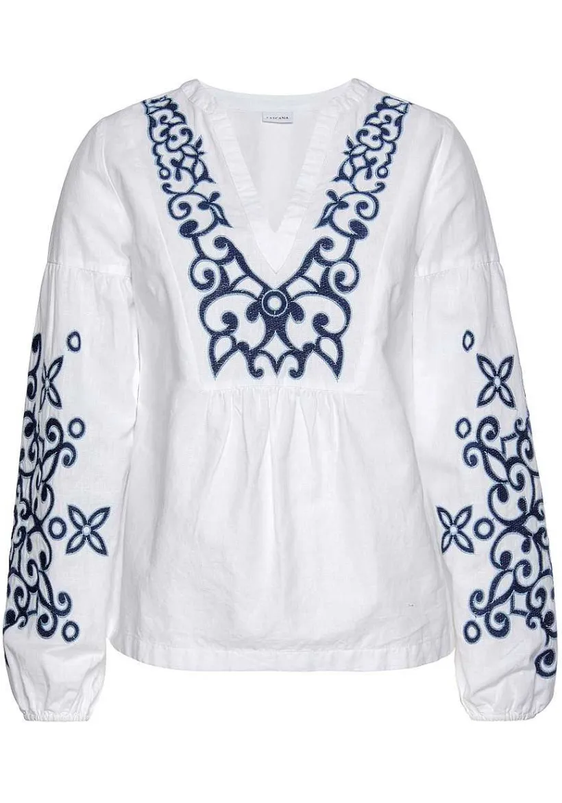 LASCANA Blouses-Embroidered Long Sleeve Blouse