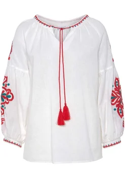 LASCANA Blouses-Embroidered Sleeve Blouse