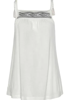 LASCANA Sleeveless Tops-Embroidered Tie Strap Top