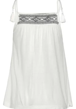 LASCANA Sleeveless Tops-Embroidered Tie Strap Top