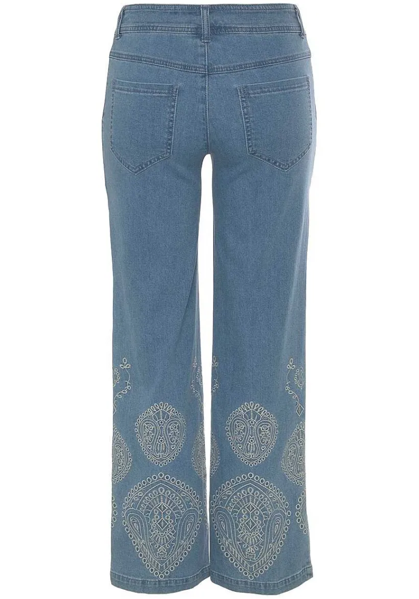 LASCANA Pants-Embroidered Wide Leg Jeans