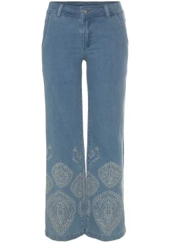 LASCANA Pants-Embroidered Wide Leg Jeans