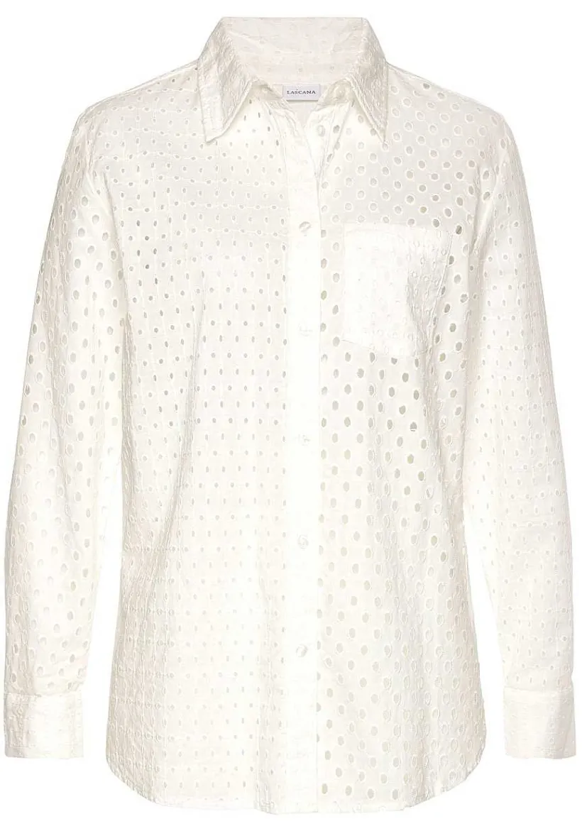 LASCANA Blouses-Eyelet Button Down Blouse