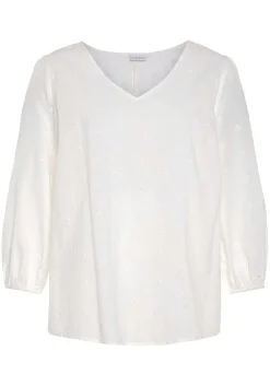 LASCANA Blouses-Eyelet Detail V-Neck Blouse