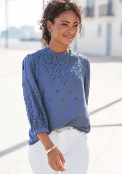 LASCANA Blouses-Eyelet Lace Blouse