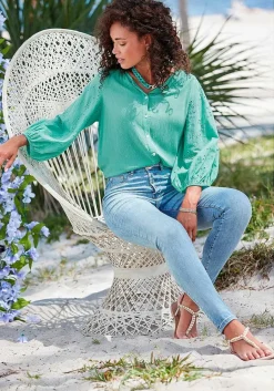 LASCANA Blouses-Eyelet Sleeve Blouse