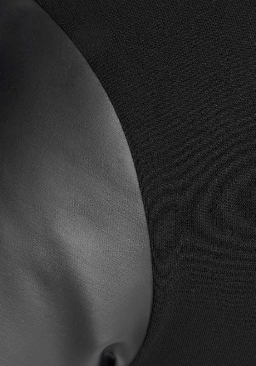 LASCANA Short Sleeve Tops-Faux Leather Cap Sleeve Top