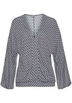 LASCANA Long Sleeve Tops-Flare Sleeve Print Top