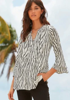 LASCANA Blouses-Flare Sleeve Printed Blouse