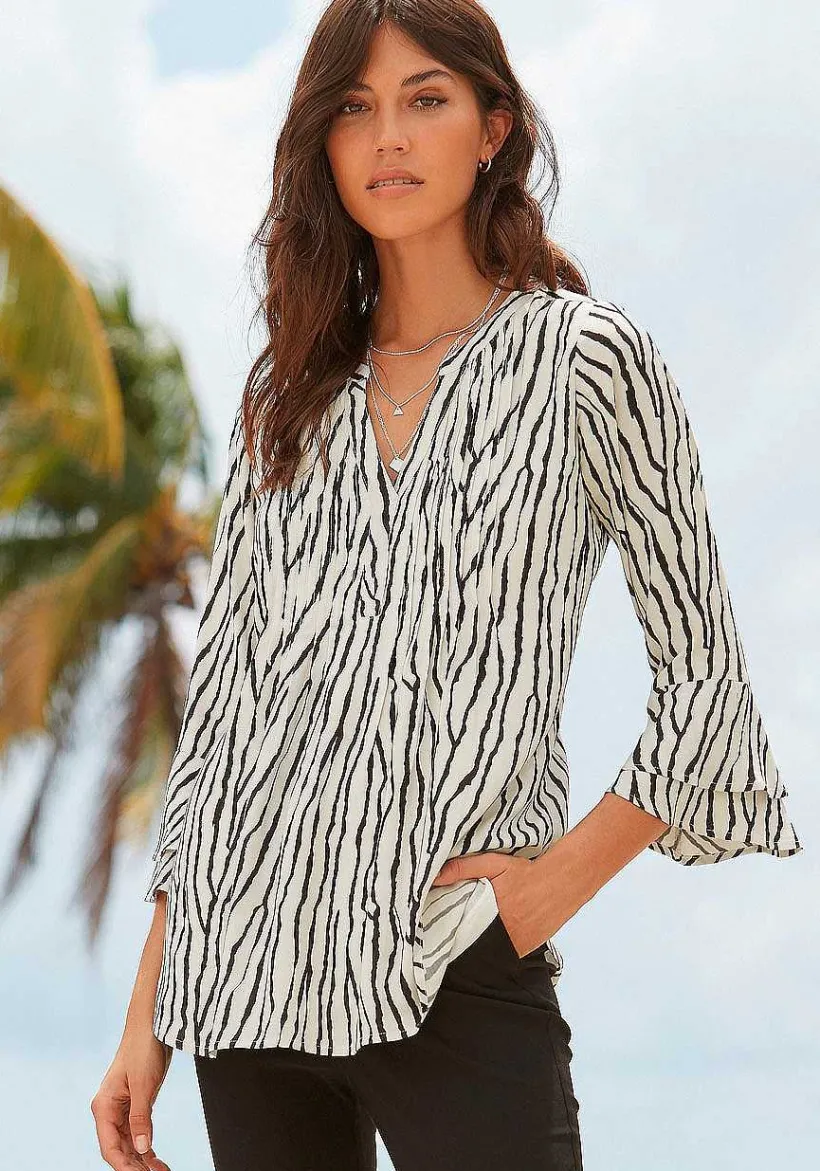 LASCANA Blouses-Flare Sleeve Printed Blouse