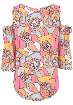 LASCANA Long Sleeve Tops-Floral Cold Shoulder Top