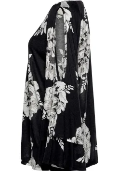 LASCANA Long Sleeve Tops-Floral Cold Shoulder Top
