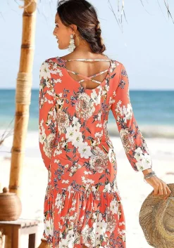 LASCANA Short Dresses-Floral Drop Waist Dress