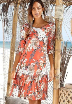 LASCANA Short Dresses-Floral Drop Waist Dress