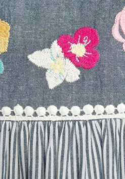 LASCANA Short Dresses-Floral Embroidered Stripe Dress