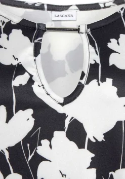 LASCANA Long Sleeve Tops-Floral Keyhole Top