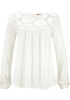 LASCANA Blouses-Floral Lace Insert Blouse