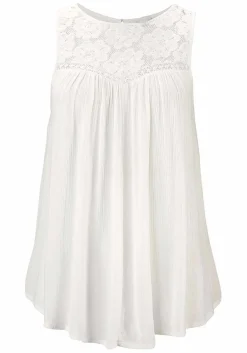 LASCANA Sleeveless Tops-Floral Lace Insert Top