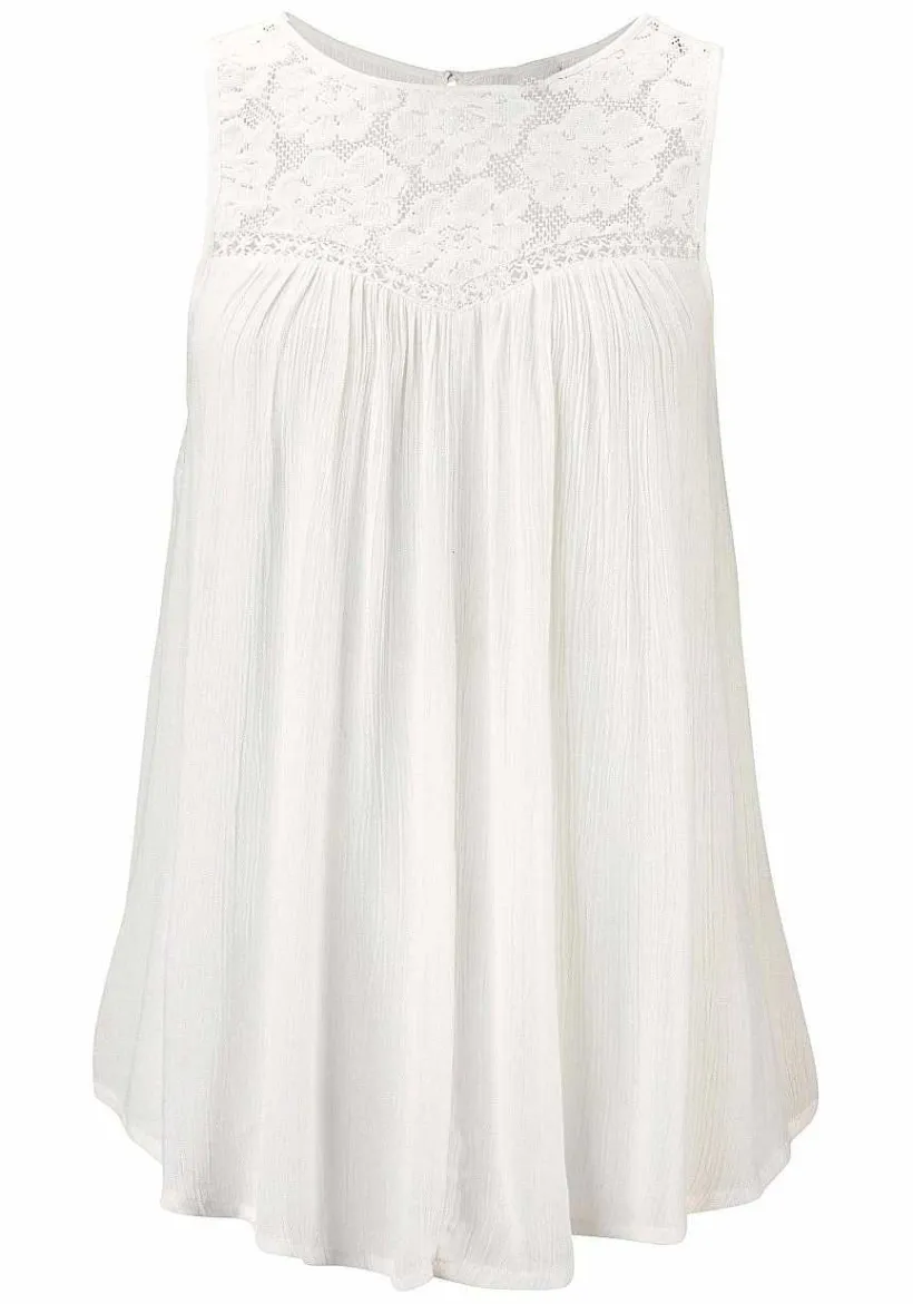 LASCANA Sleeveless Tops-Floral Lace Insert Top