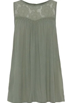 LASCANA Sleeveless Tops-Floral Lace Insert Top