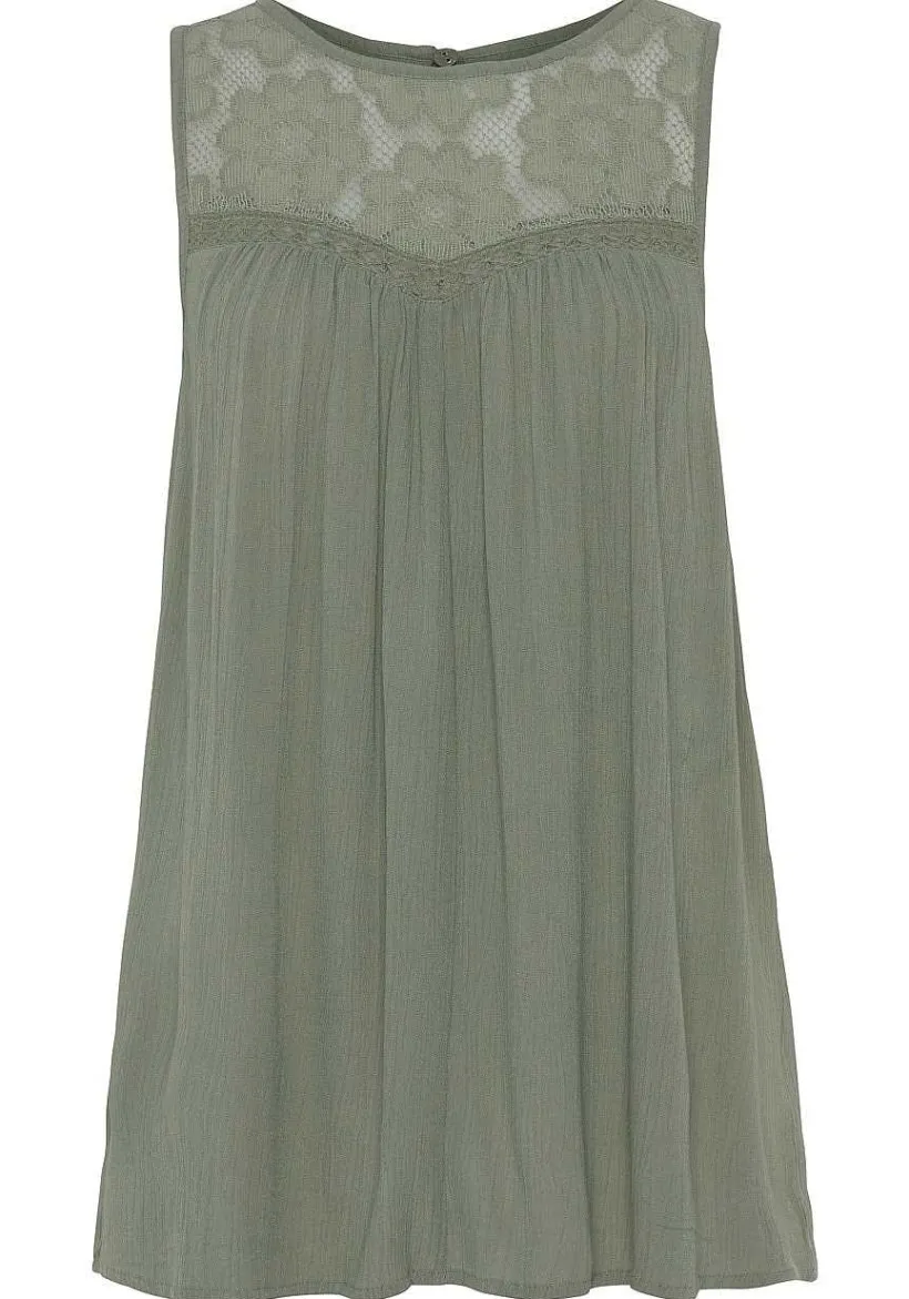LASCANA Sleeveless Tops-Floral Lace Insert Top
