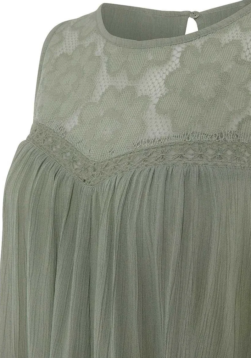 LASCANA Sleeveless Tops-Floral Lace Insert Top