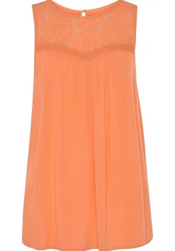 LASCANA Sleeveless Tops-Floral Lace Insert Top