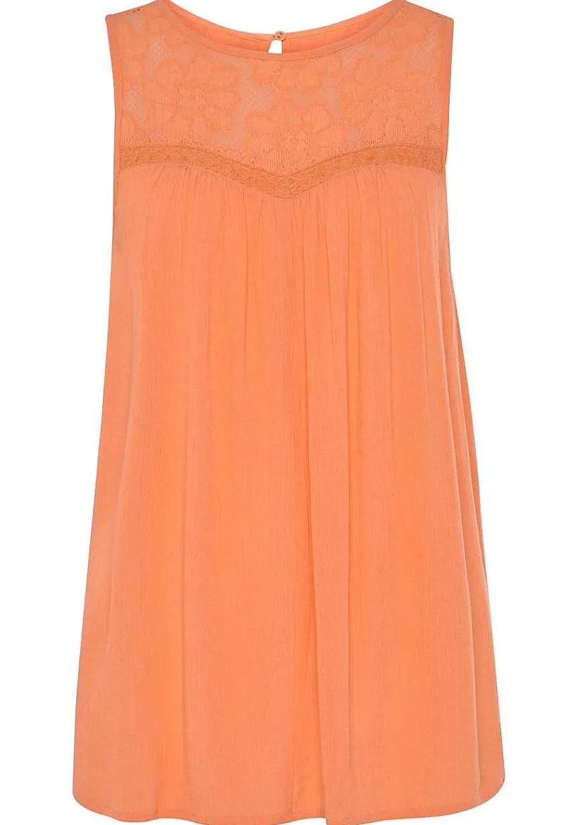 LASCANA Sleeveless Tops-Floral Lace Insert Top