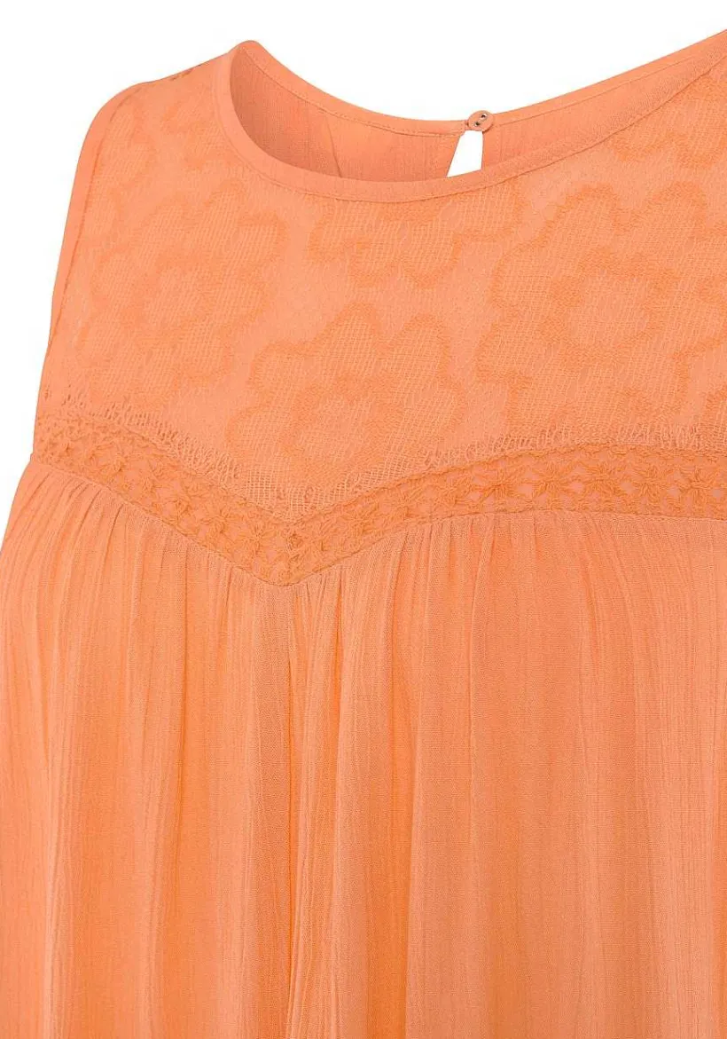 LASCANA Sleeveless Tops-Floral Lace Insert Top