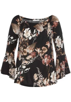 LASCANA Long Sleeve Tops-Floral Off Shoulder Top