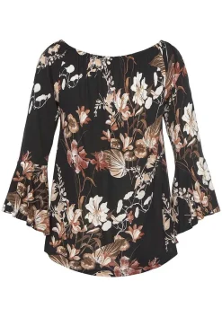 LASCANA Long Sleeve Tops-Floral Off Shoulder Top