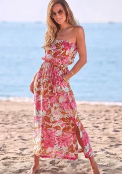 LASCANA Maxi Dresses-Floral Strapless Maxi Dress