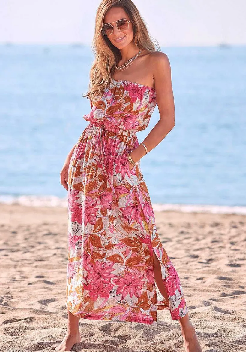 LASCANA Maxi Dresses-Floral Strapless Maxi Dress