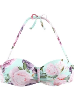 LASCANA Bandeau-Floral Textured Bandeau Bikini Top