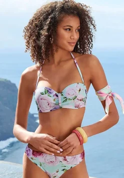 LASCANA Bandeau-Floral Textured Bandeau Bikini Top