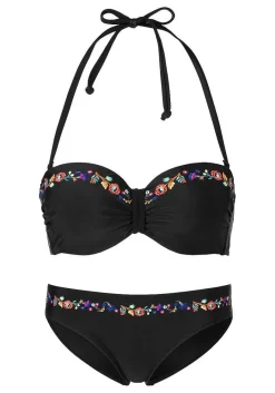 LASCANA Bandeau-Floral Trim Bandeau Bikini Top