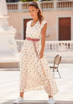 LASCANA Maxi Dresses-Floral V-Neck Maxi Dress