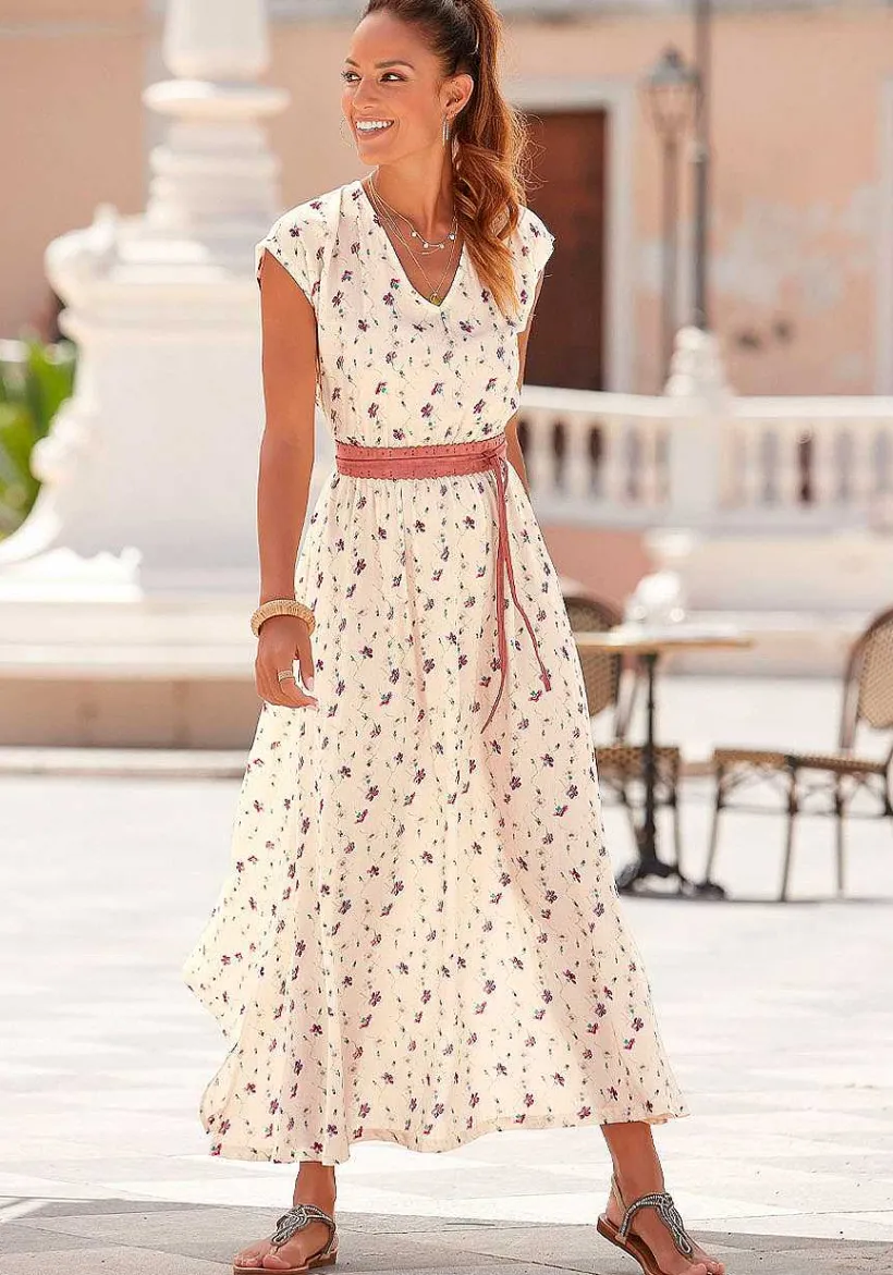 LASCANA Maxi Dresses-Floral V-Neck Maxi Dress