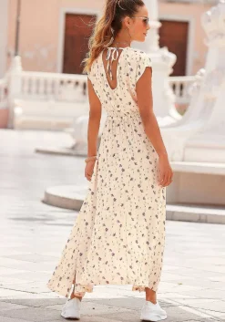 LASCANA Maxi Dresses-Floral V-Neck Maxi Dress