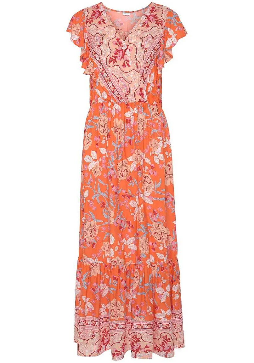 LASCANA Maxi Dresses-Floral V-Neck Maxi Dress