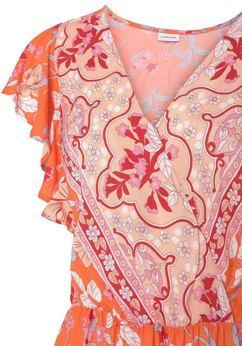 LASCANA Maxi Dresses-Floral V-Neck Maxi Dress
