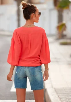 LASCANA Blouses-Flowy Button Up Blouse