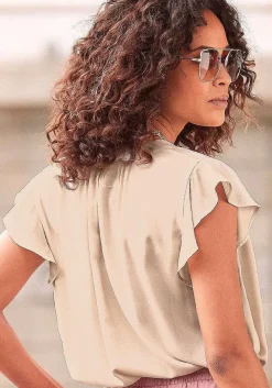 LASCANA Blouses-Flutter Sleeve V-Neck Blouse