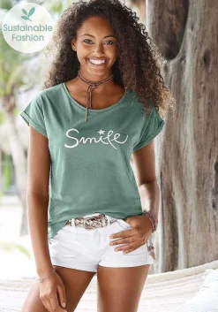 LASCANA Short Sleeve Tops-Graphic Short Sleeve Top