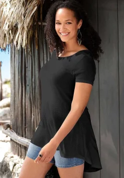 LASCANA Short Sleeve Tops-High Low Top
